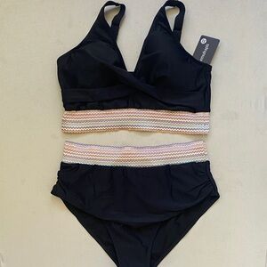Elegant Black Bikini Set with Multicolor Band